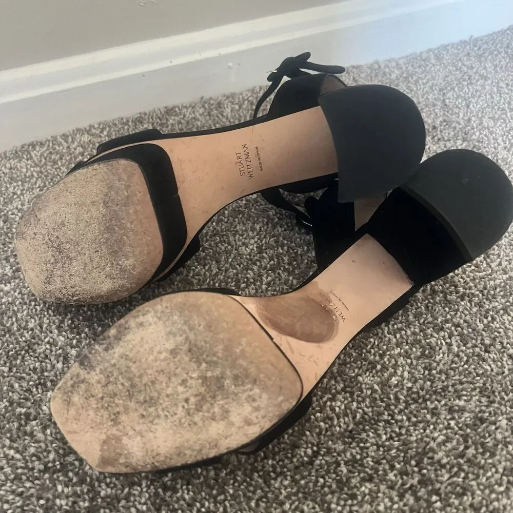 Stuart Weitzman Carmina Platform Block Heel Suede Sandals